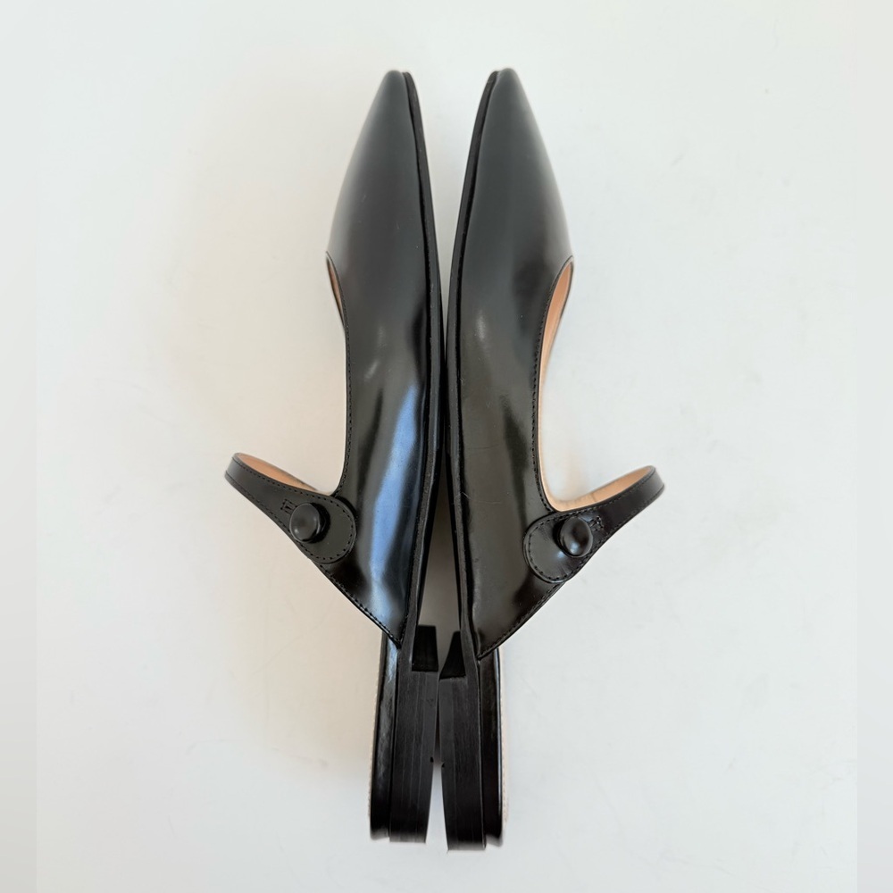 Prada Black Spazzolato Leather Mary Jane Mules Pointed Toe flats EU 37.5 - Picture 5 of 8